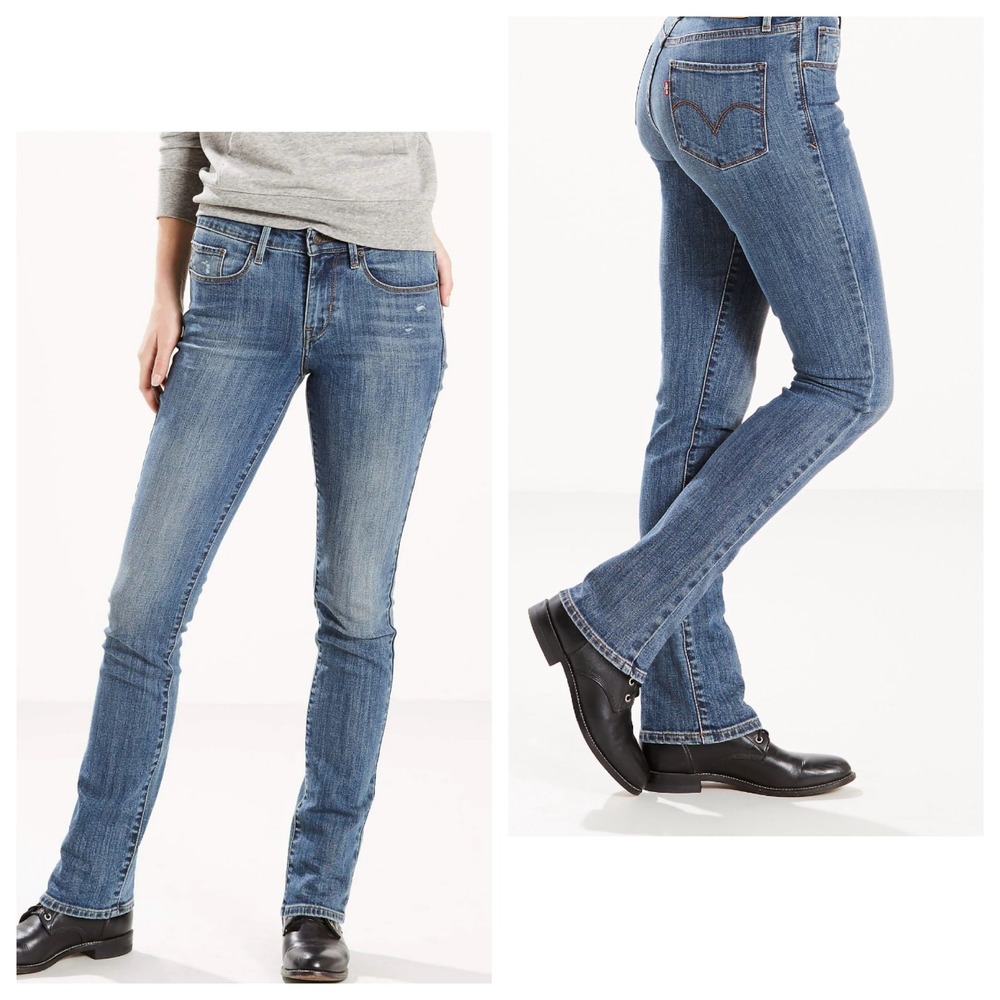 Levi's Mid-Rise Skinny‎ Straight Faded  Jeans Blue 4S